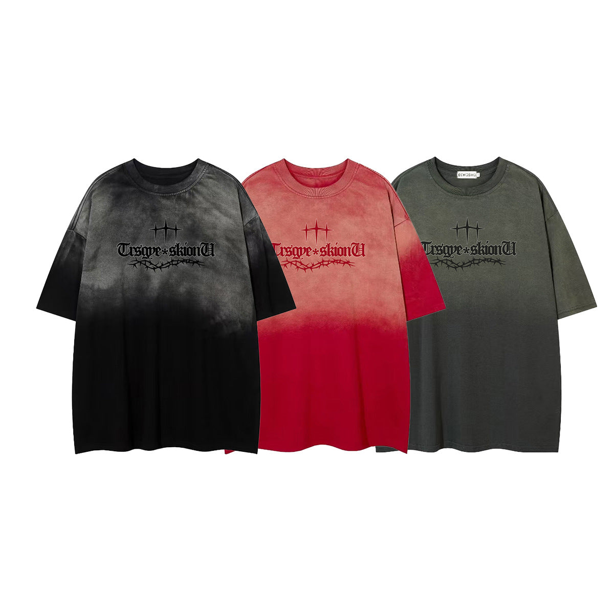 Gradient Thorn Logo Print Short Sleeve T-Shirt WN25806