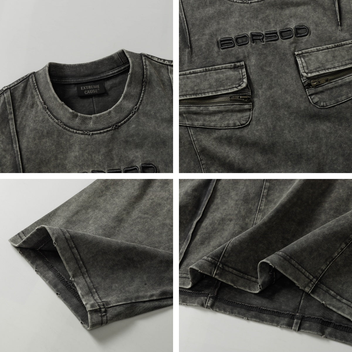 Washed Flap Pocket Short Sleeve T-Shirt WN26794