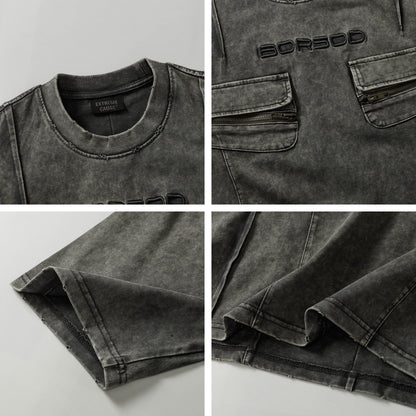 Washed Flap Pocket Short Sleeve T-Shirt WN26794