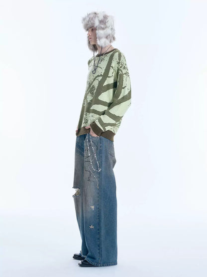 Graphic Design Print Blend Knit Sweater WN18941