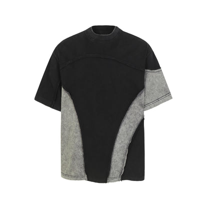 Oversize Asymmetrical Patchwork T-Shirt WN24438