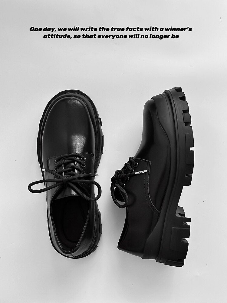 Lace Up Thick Sole Plain Shoes WN24567