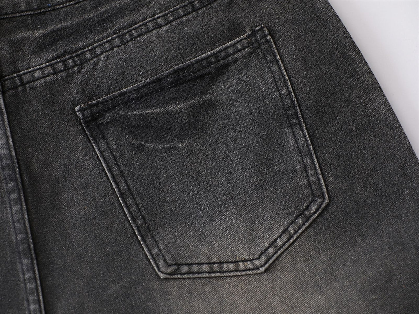 Washed Waxed Whisker Wide Leg Denim Jeans WN26868