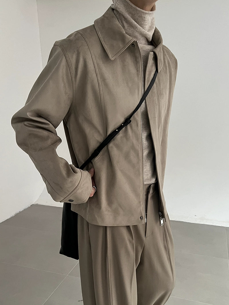 Suede Zipper Short Jacket WN21553