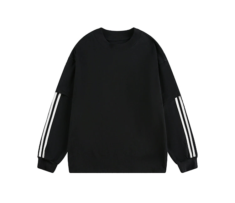 Stripe Fake Layered Oversize Long Sleeve T-Shirt WN21443