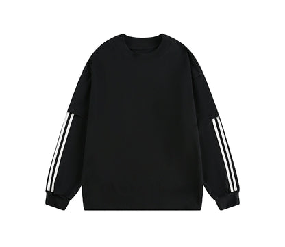 Stripe Fake Layered Oversize Long Sleeve T-Shirt WN21443