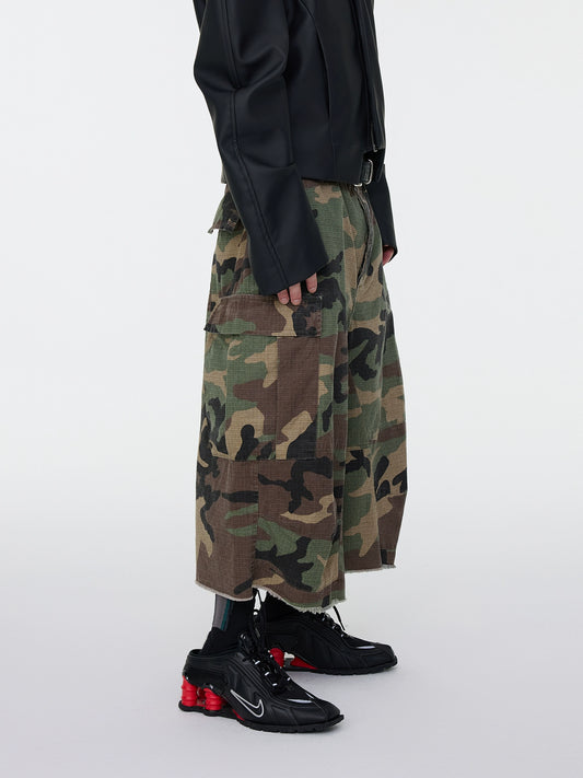 Camouflage Multi-Pocket Cargo Half Pants WN16961