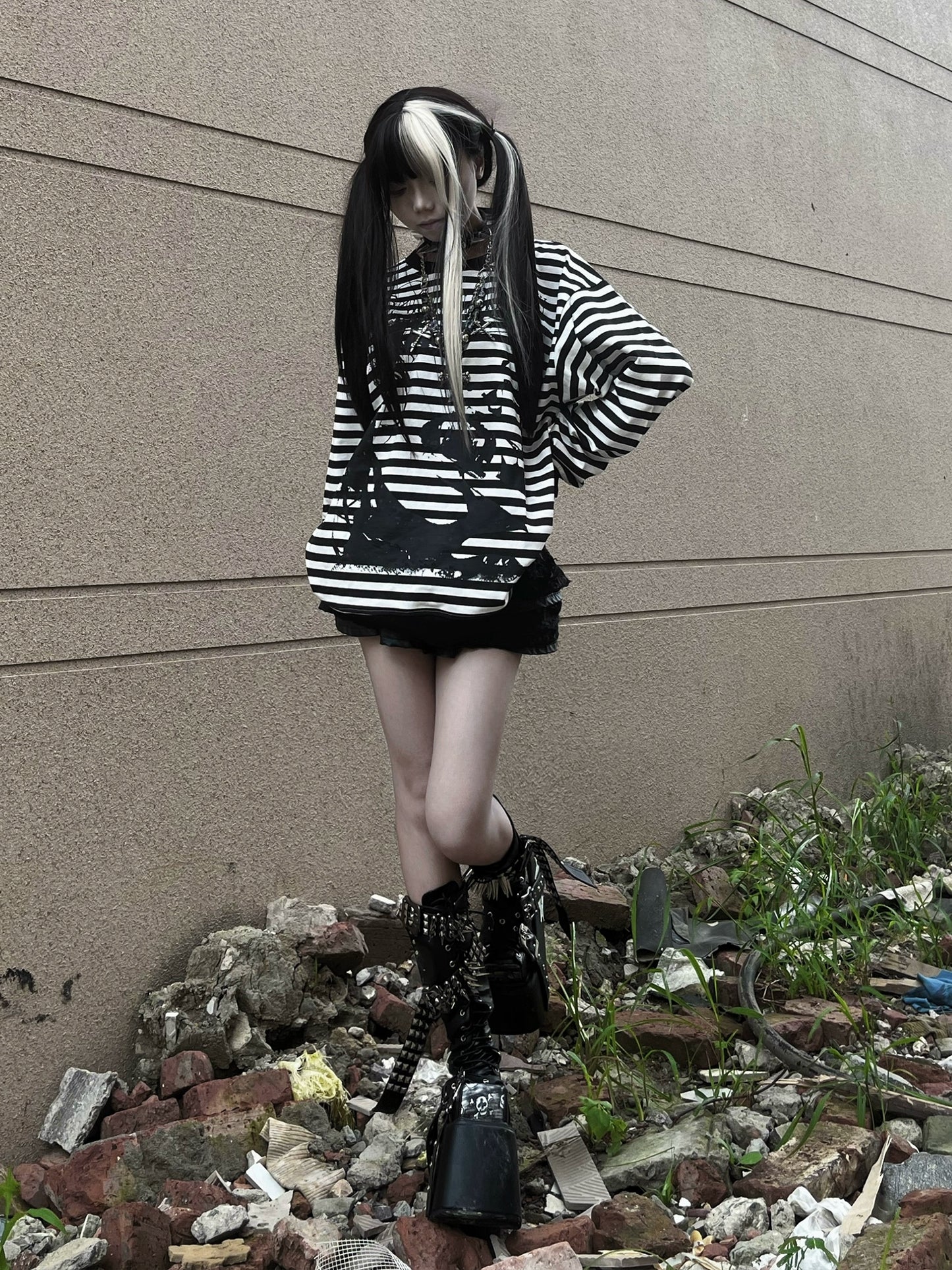 Portrait Stripe Long Sleeve T-Shirt WN20906