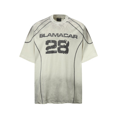 Washed Number Print Oversize Short Sleeve T-Shirt WN24485