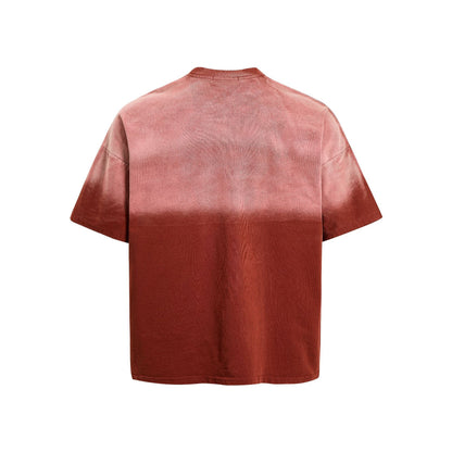 Washed Damage Portrait Print Short Sleeve T-Shirt WN25489
