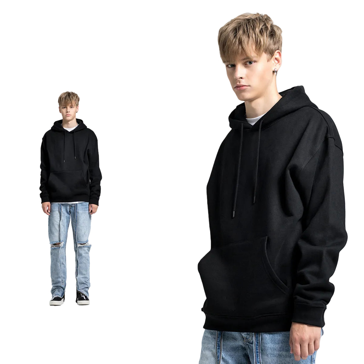 Fleece Lining Pullover Hoodie & Sweatpants Setup WN23117
