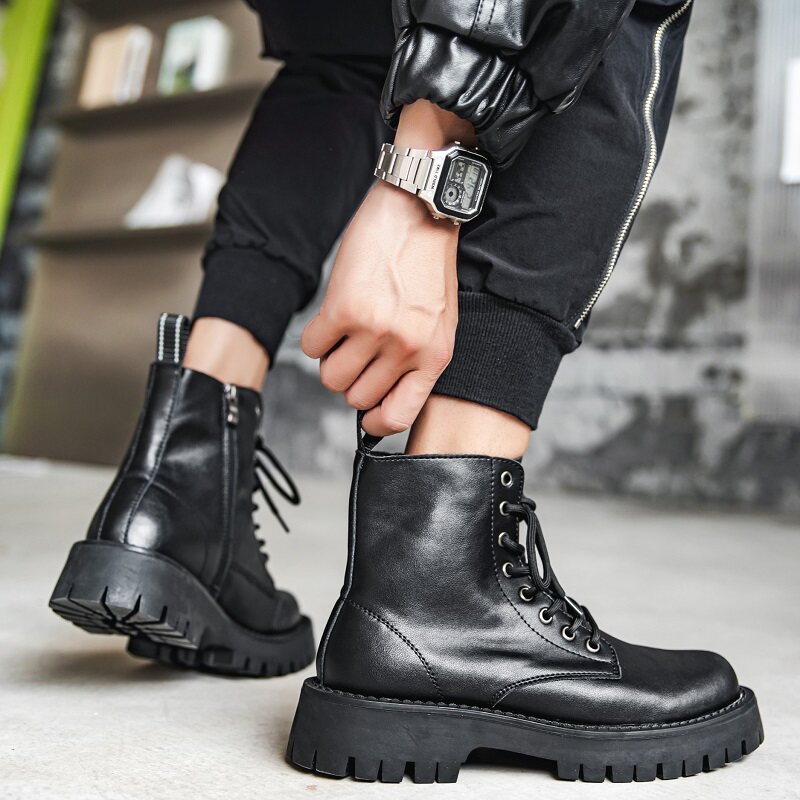 Chunky Lug Sole Platform Lace-Up Zipper Boots WN24559