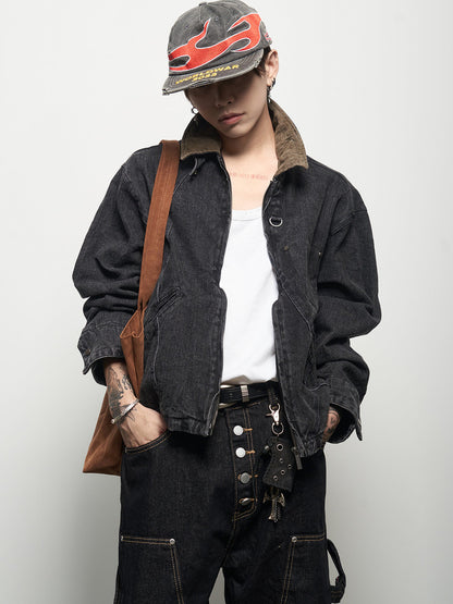 Washed Corduroy Patchwork Denim Jacket WN22937