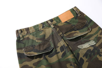 Camo Workwear Denim Wide Leg Short Pants WN25677
