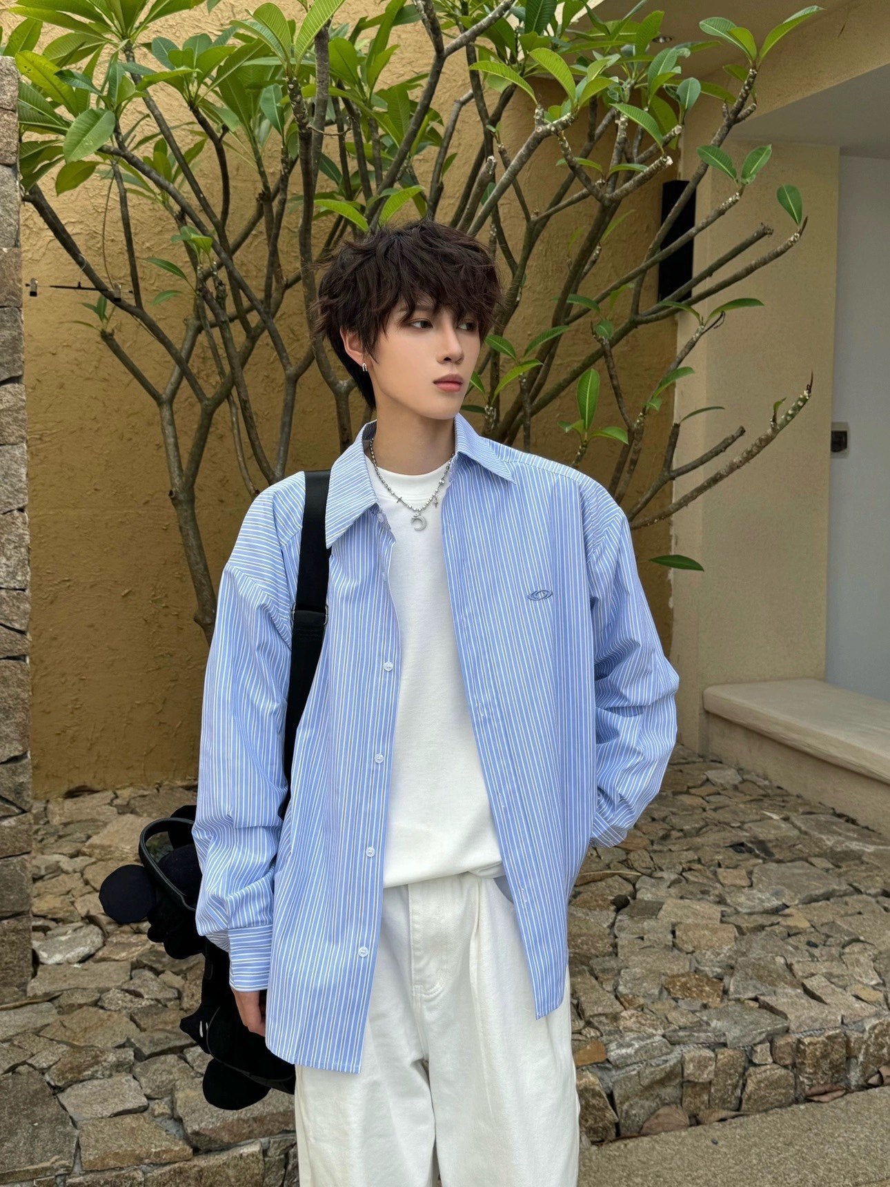 Striped Oversize Long Sleeve Shirt WN23195