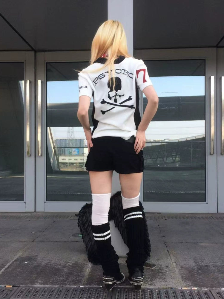 Embroidery Patchwork Polo Short Sleeve T-Shirt WN19101