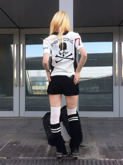 Embroidery Patchwork Polo Short Sleeve T-Shirt WN19101