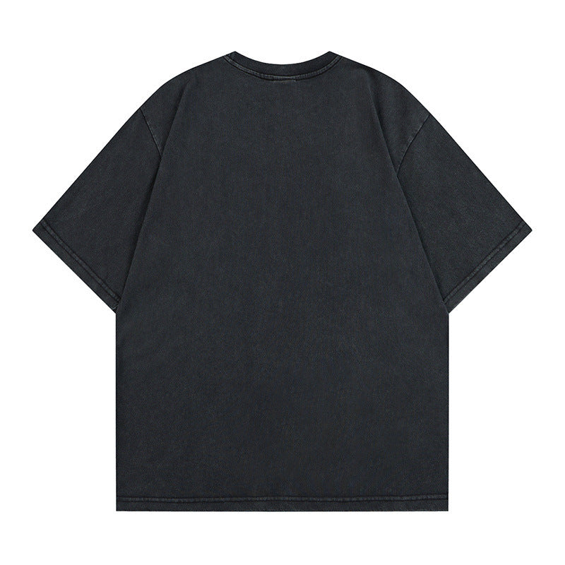 Washed Cross Applique Short Sleeve T-Shirt WN25439