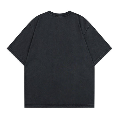 Washed Cross Applique Short Sleeve T-Shirt WN25439