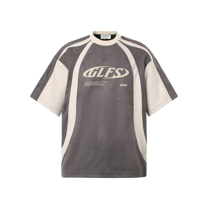 Color Block Panel Letter Print Short Sleeve T-Shirt WN26035