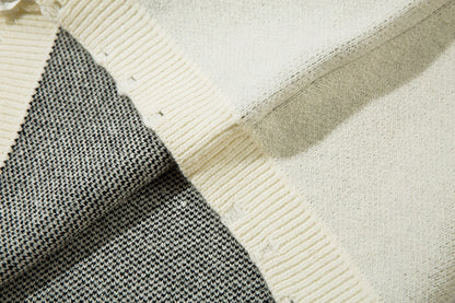 Jacquard Zipper Detail Knit Sweater WN11451