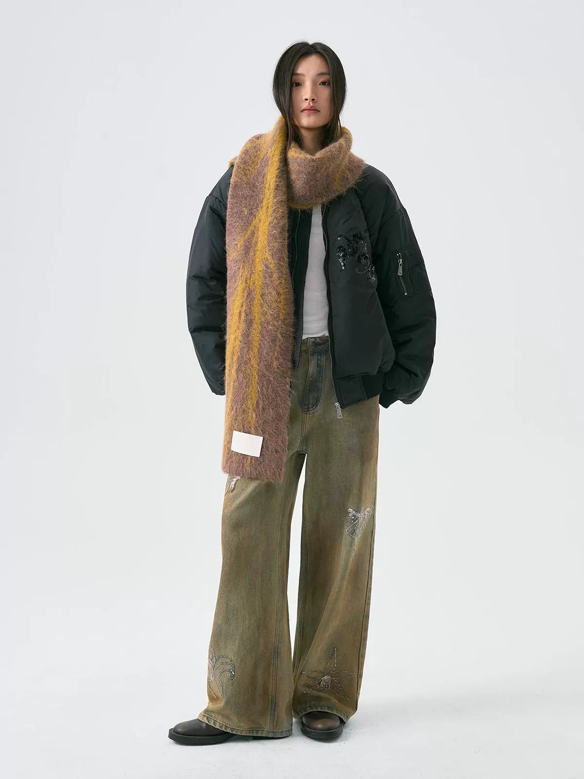 Graphic Design Double-Sided Wool Scarf WN18933