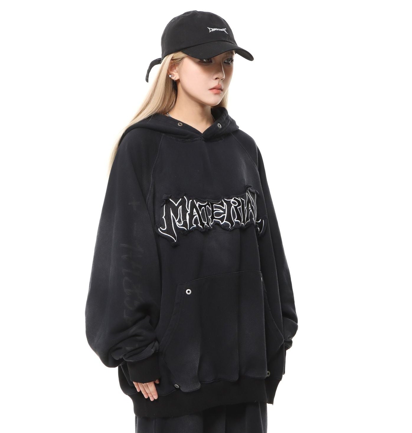 Heavyweight Washed Patch Embroidery Pullover Hoodie WN25660