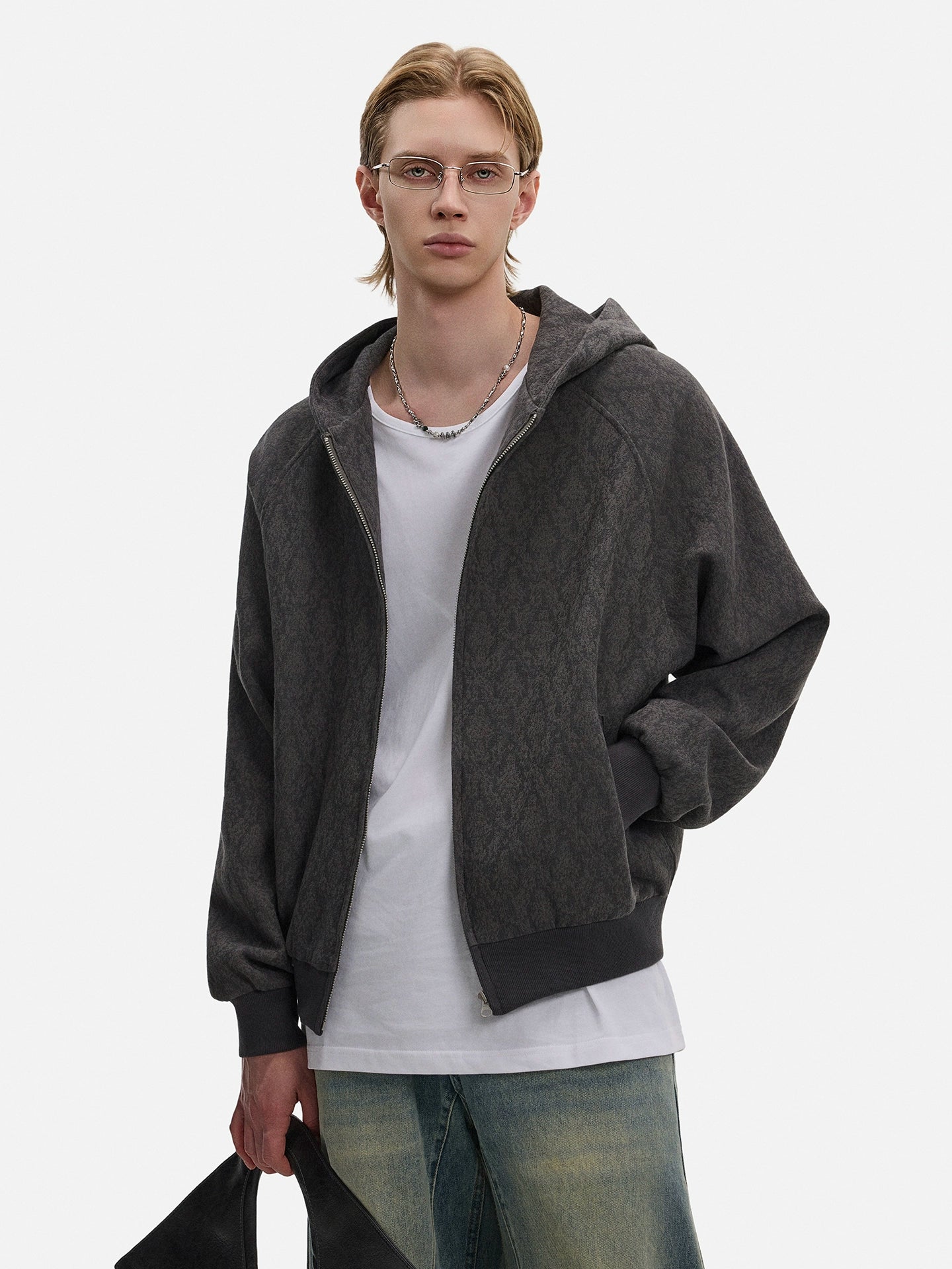 Textured Zipper Hoodie WN21434