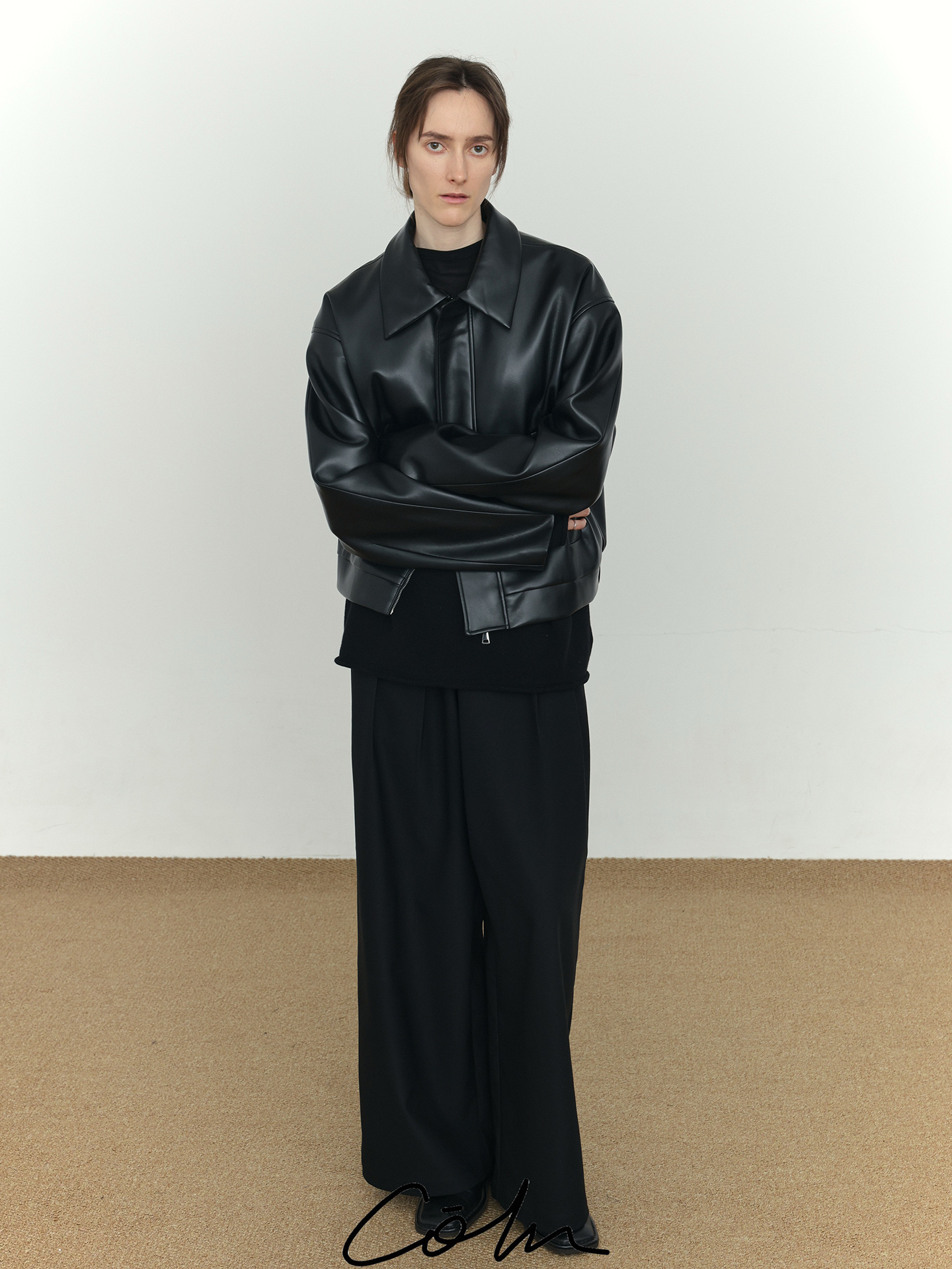 Short PU Leather Zipper jacket WN21514