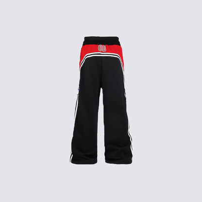 Number Print Side-Stripe Wide Leg Sweatpants WN27939