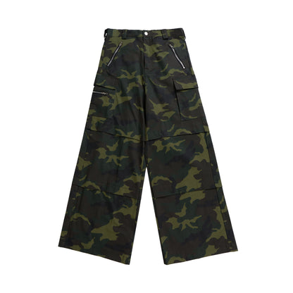 Camouflage Wide-Leg Cargo Pants WN11344
