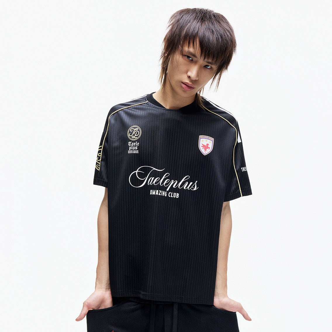 Sporty Textured Panel Print Short Sleeve T-Shirt WN27309