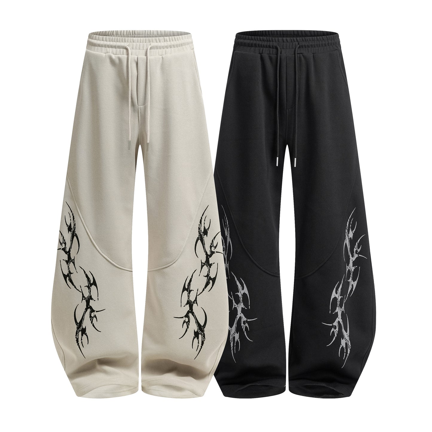 Thorn Print Zipper Hoodie & Thorn Print Wide Leg Sweatpants Setup WN25656
