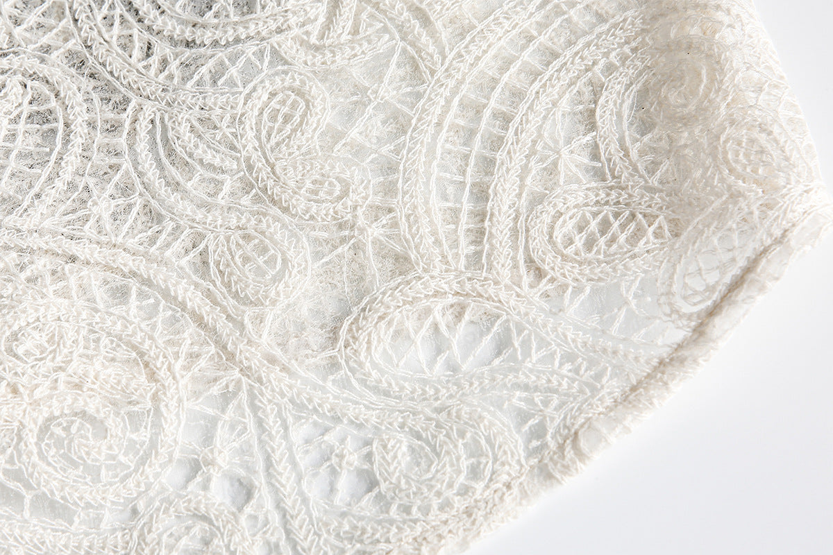 Graffiti Lace Cutout Short Sleeve Shirt WN16181