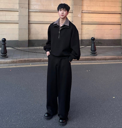 Half-Zip Sweatshirt & Wide Leg Pants Setup WN25185