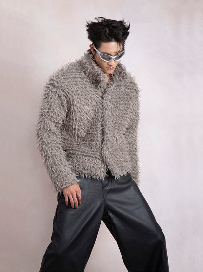 Fake Fur Stand Neck Short Jacket WN9296