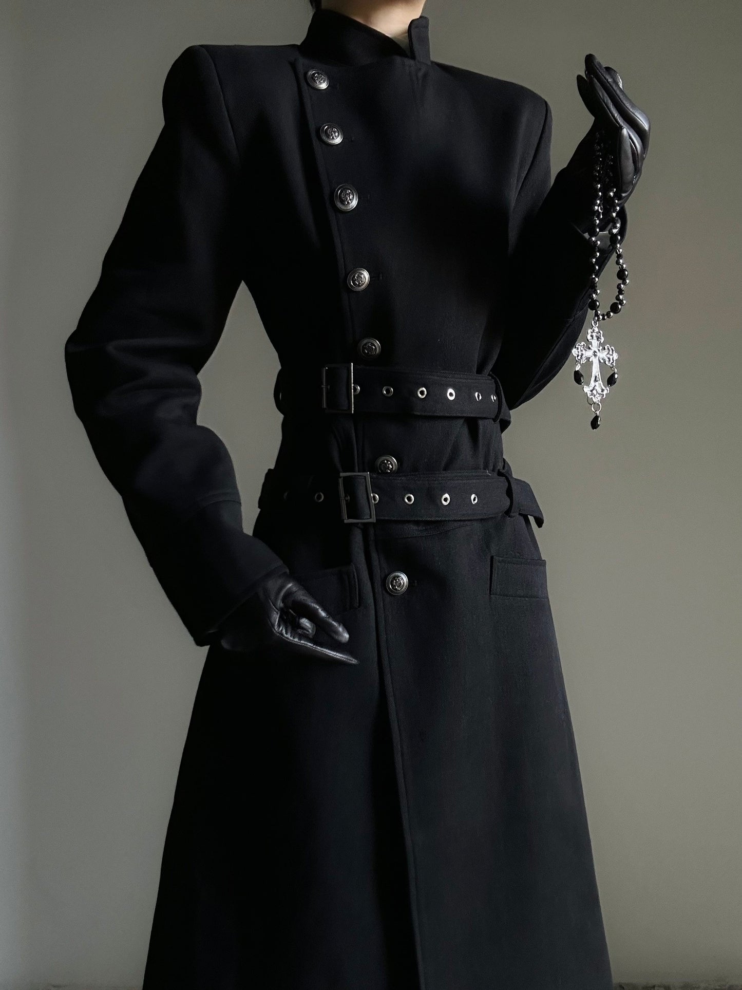 Structured Shoulder Belted Waist-Shaping Coat WN23145