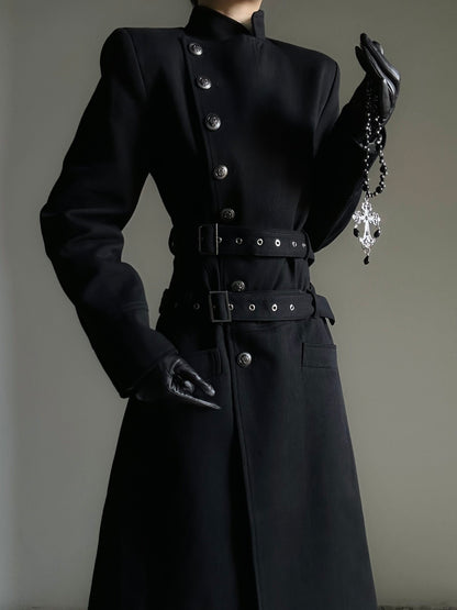 Structured Shoulder Belted Waist-Shaping Coat WN23145