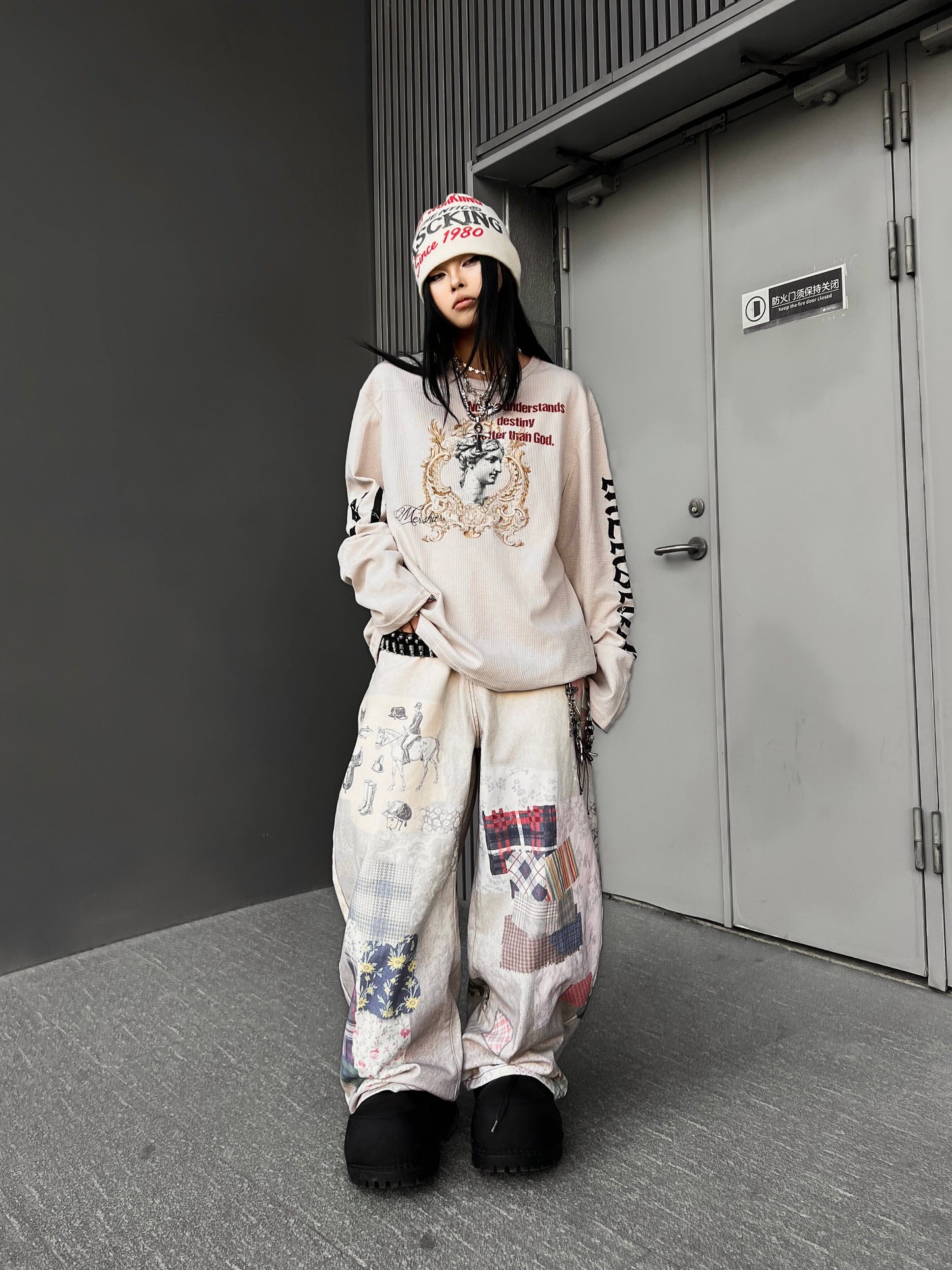 Waffle Oversize Long Sleeve T-Shirt WN24196
