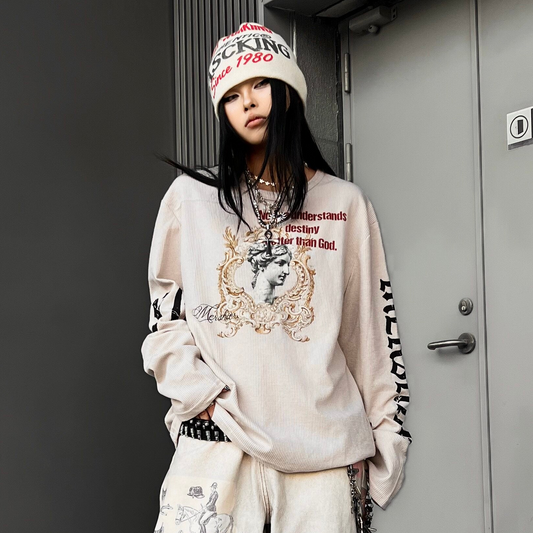 Waffle Oversize Long Sleeve T-Shirt WN24196