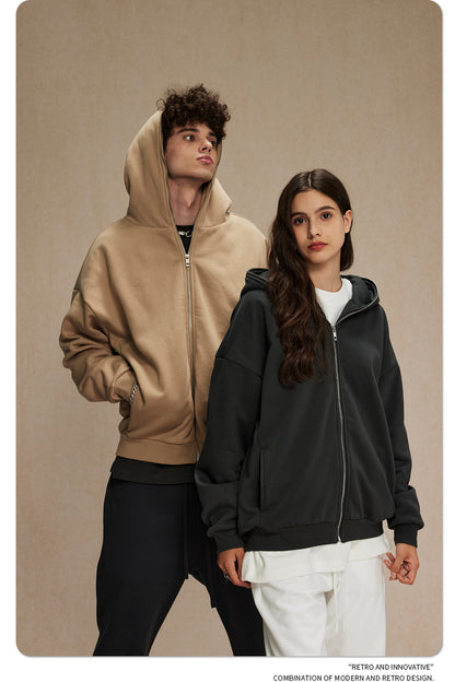 Oversize Plain Zipper Hoodie WN9971