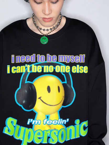 Illustration Letter Print  Long Sleeve T-Shirt WN22261