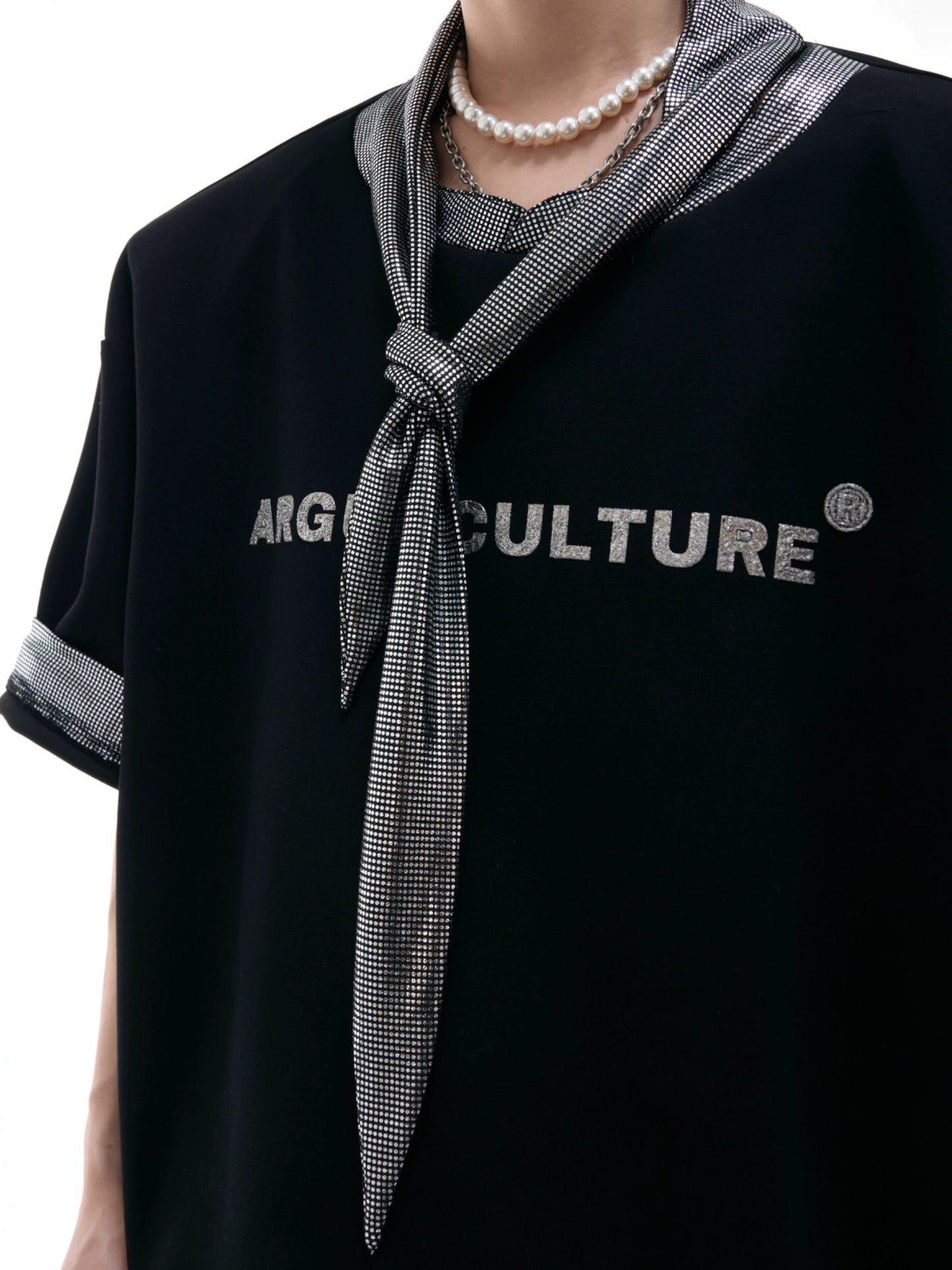 Silver Tie Design Metal Print Short Sleeve T-Shirt WN18327