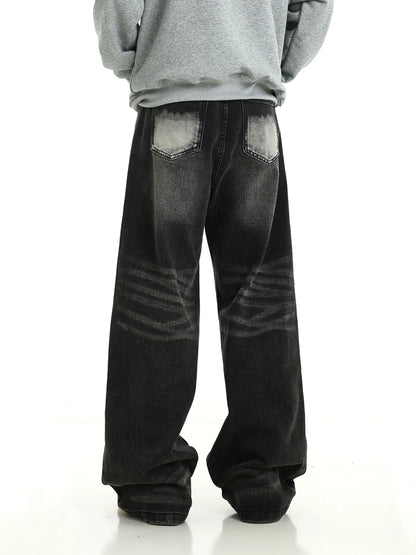 Washed Wide-Leg Straight Denim Jeans WN5782
