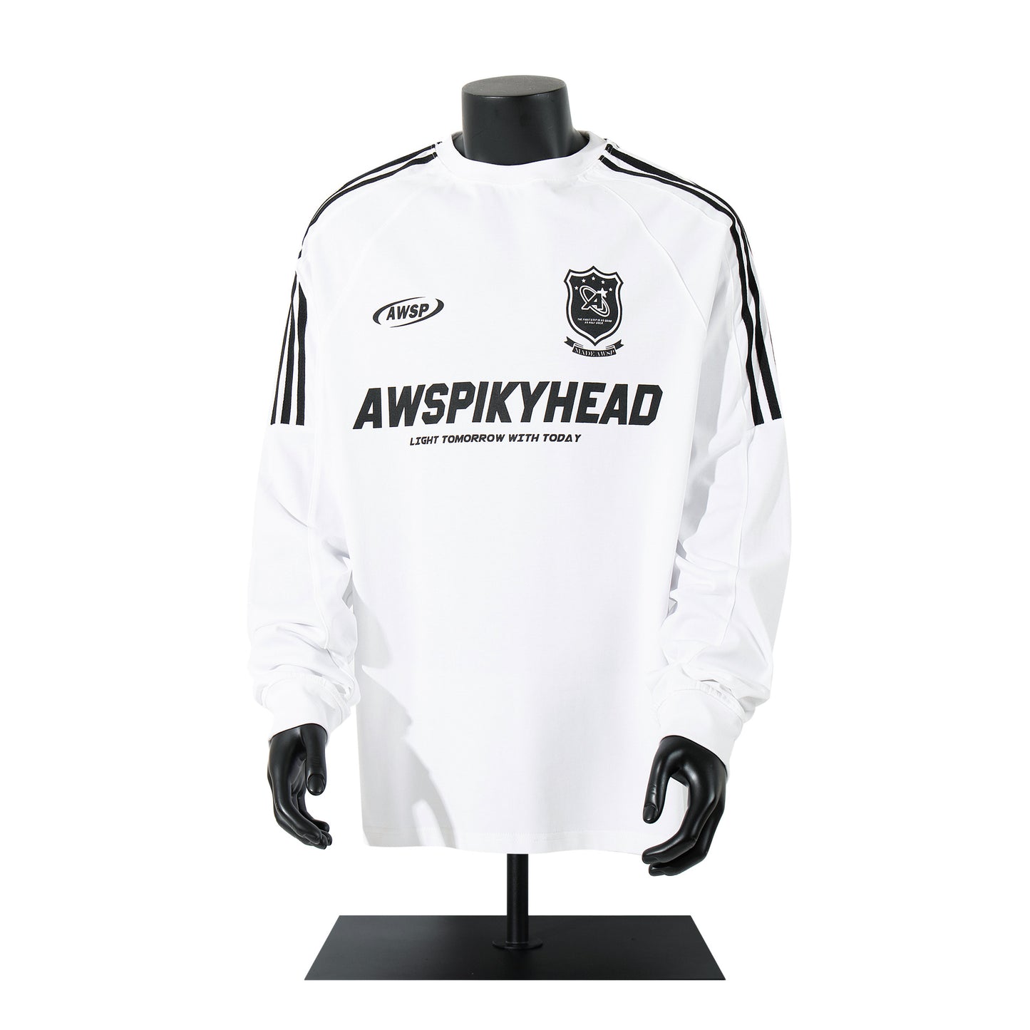 High-Neck Heavyweight Stripe Long Sleeve T-Shirt WN25629