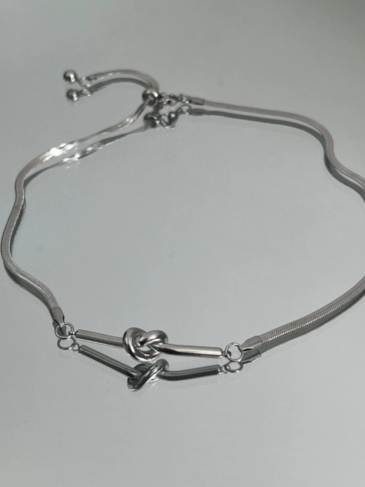 Knotted Snake Bone Titanium Steel Necklace WN19235