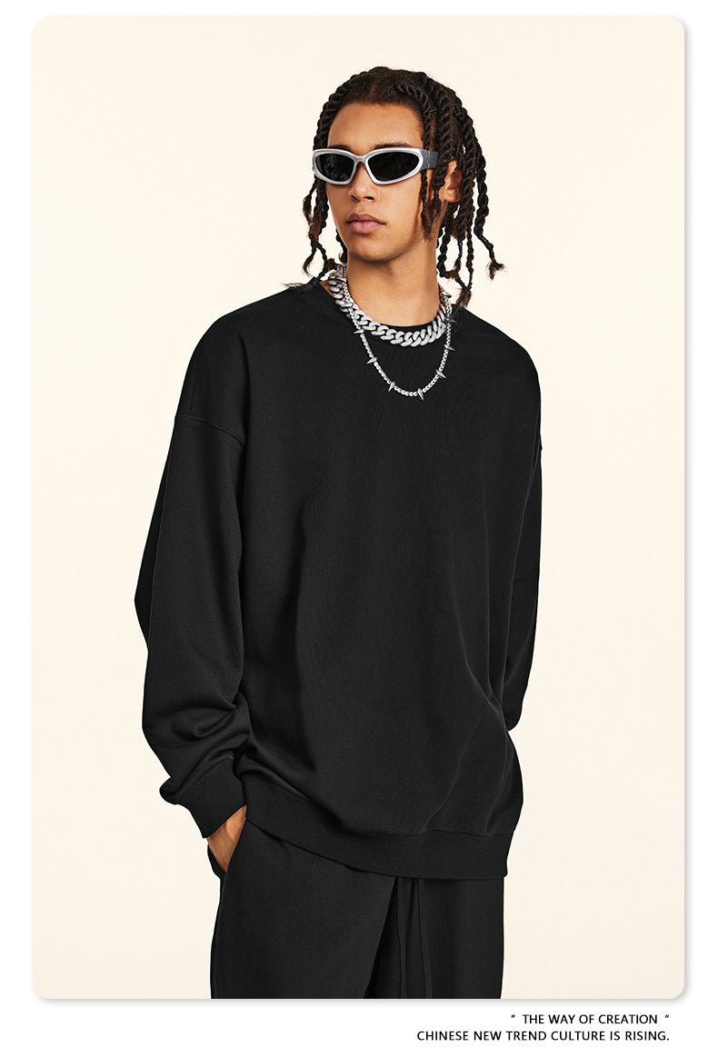 Oversize Heavyweight Basic Round Neck Sweatshirt WN9929