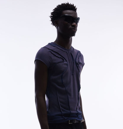 Washed Deconstruction Layered Short Sleeve T-Shirt WN25810