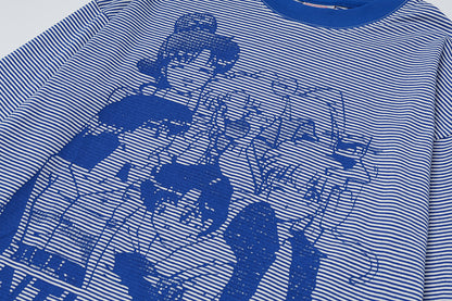 Striped Anime Graphic Oversize Long Sleeve T-Shirt WN25841