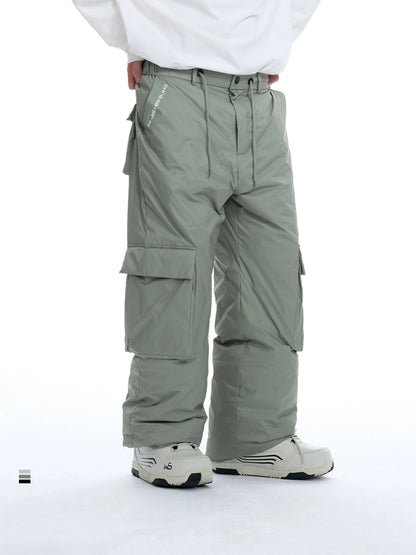 White Duck Down Filling Wide Leg Cargo Pants WN9820